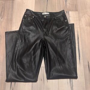 Zara Black Faux Leather Pants